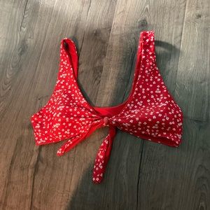 Red floral bikini top